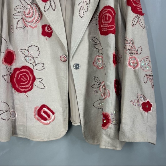 New ANNE CARSON Floral Embroidered Women's Blazer Size 2X - Picture 4 of 10
